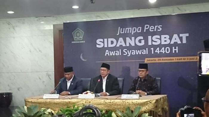 Konferensi pers sidang isbat awal syawal 1440 H. Foto: Indonesiainside.id/Suandri Ansah