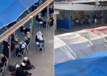 Penghafal Al-Qur'an di Jalur Gaza menyambut Hari Arafah. Foto: Tangkapan layar